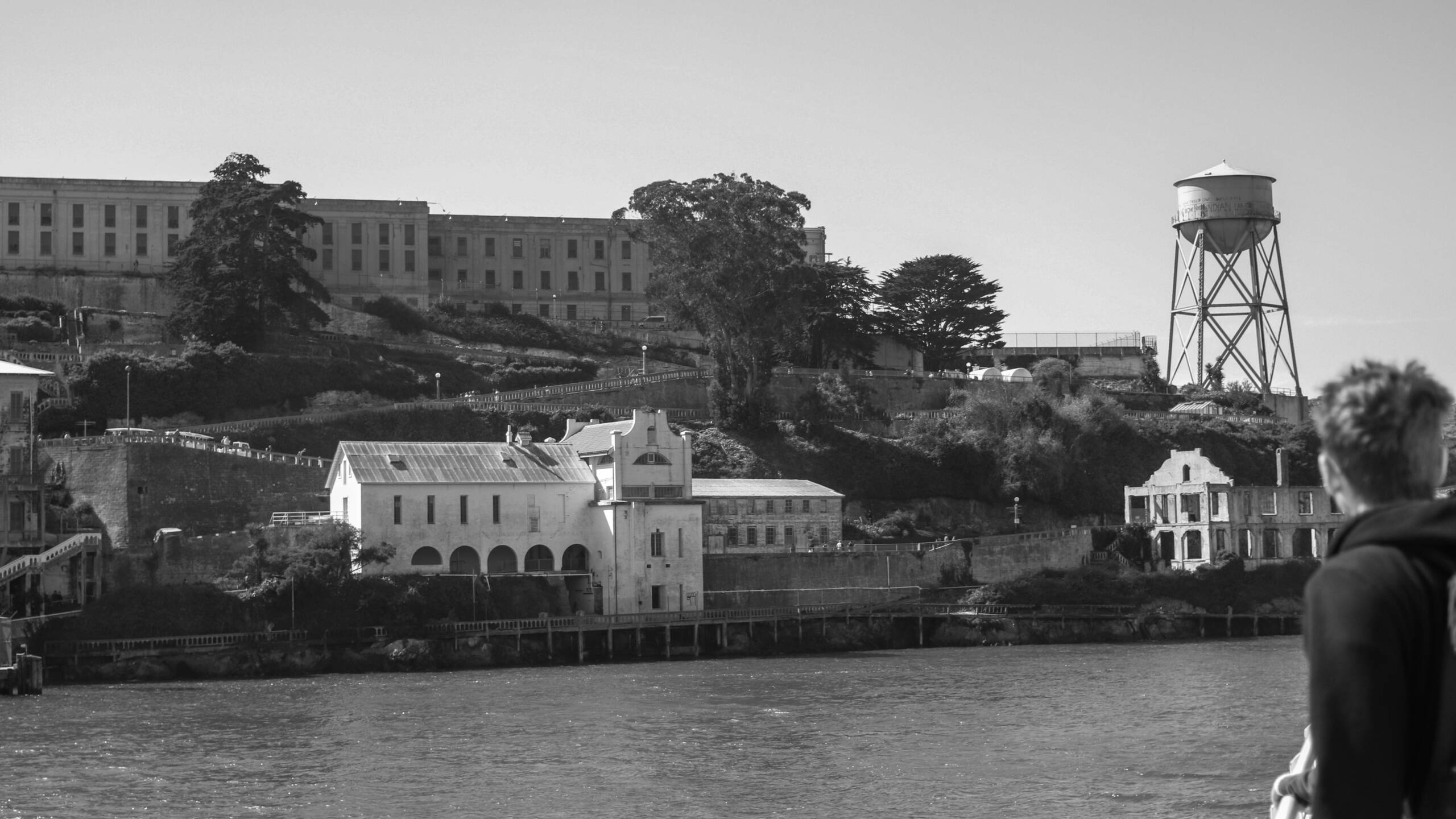 Photograph captures Alcatraz Island from the waters of San Francisco Bay