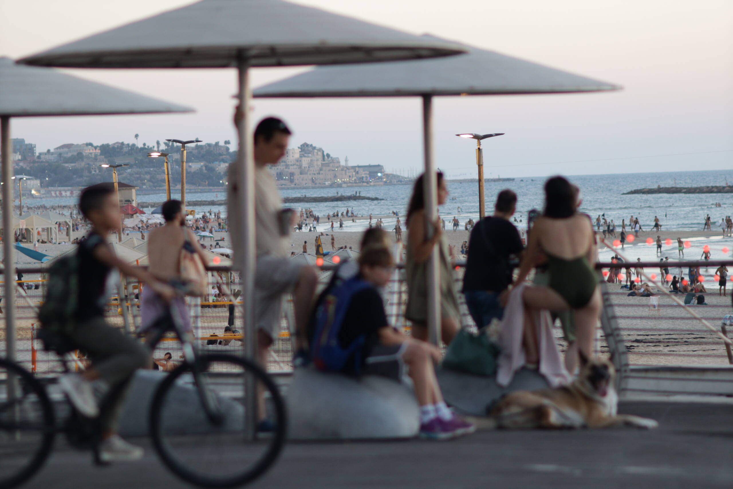 Tel Aviv Promenade at Sunset, with Yaffo in the Distance